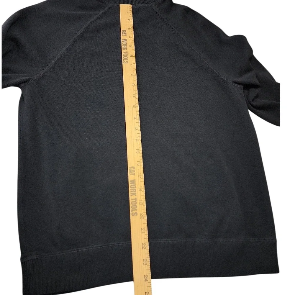 Lands End Full Zip Cardigan M Mens Sweater Black Cotton Modal Neck Dark Academia